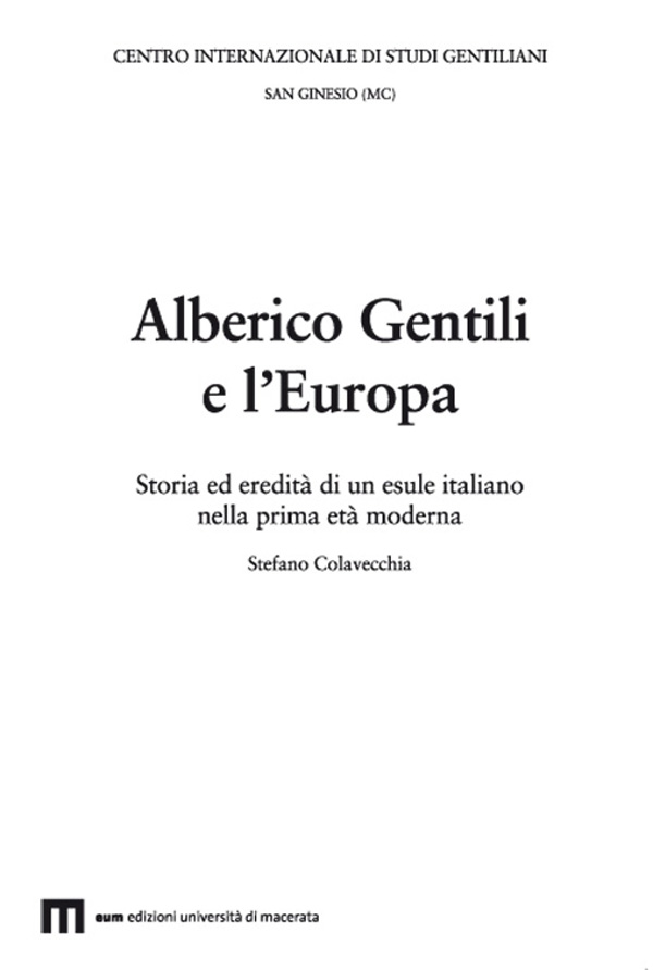 Alberico Gentili e l'Europa